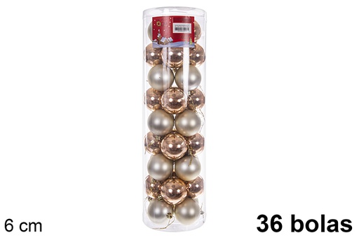 [110901] Pack 36 boules champagne brillantes/mates cylindre 6 cm