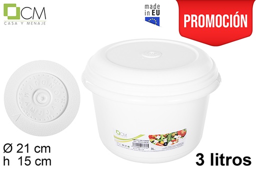 [107373] FIAMBRERA REDONDA BLANCA CON FECHADOR 3 l. E827152