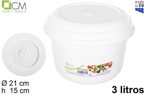[107373] White round lunch box with date 3 l.