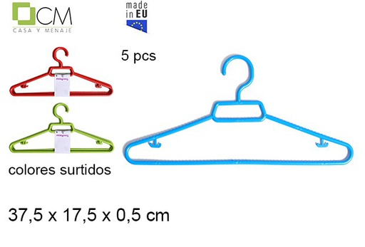 [102971] Pack 5 perchas plástico colores surtidos