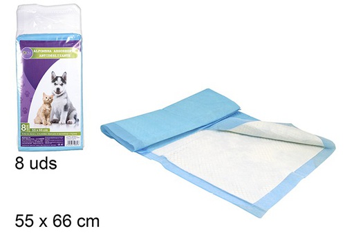 [110832] Pack 8 alfombra absorbente mascotas antideslizante 55x66 cm