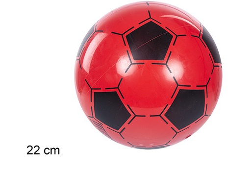 [110876] Balón hinchado plástico fútbol roja 22 cm