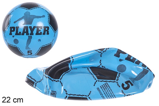 [110892] Balón deshinchado decorado futbol azul 22 cm