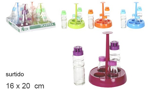 [103077] Pack 4 vinajeras/saleros de cristal en base redonda colores surtidos