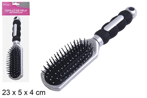 [110528] Escova de cabelo retangular de cabo preto