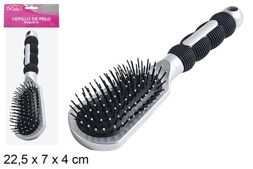 [110532] Escova de cabelo de raquete de cabo preto
