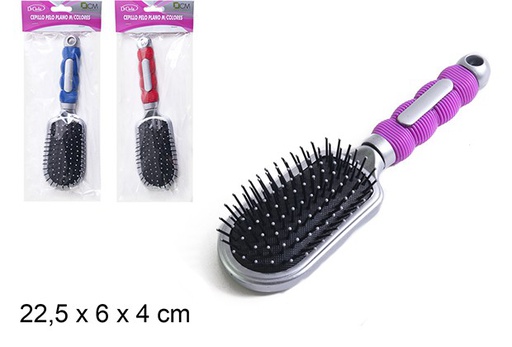 [110536] Spazzola per capelli piatta con manico in colori assortiti