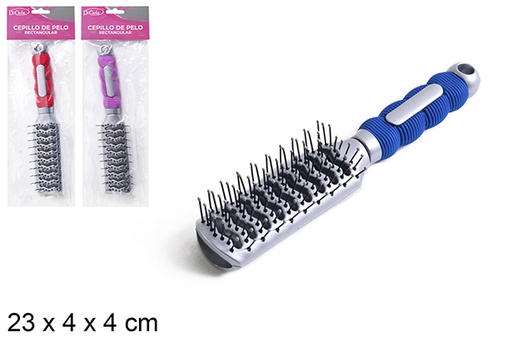[110537] Brosse à cheveux rectangulaire manche couleurs assorties