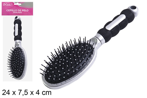 [110529] Escova de cabelo oval de cabo preto