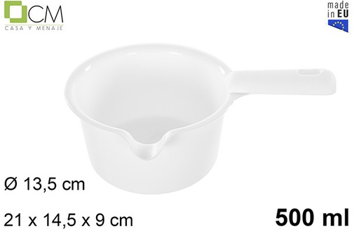 [111518] White plastic microwave saucepan 500 ml