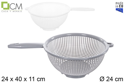 [111584] Plastic vegetable drainer with handle white/gray 24 cm