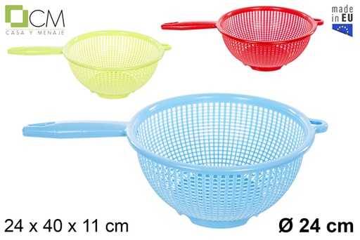 [111585] Plastic vegetable drainer with handle assorted colours 24 cm