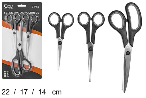 [110594] Pack 3 ciseaux multi-usages 14/17/22 cm