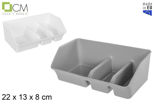 [111452] White/grey double compartment plastic scrubber holder