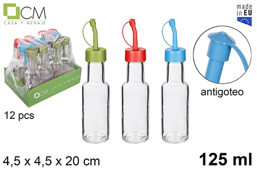 [111672] Aceitera/vinajera redonda cristal dórica tapón antigoteo colores 125 ml