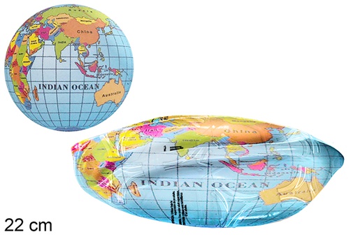 [111556] Bola desinflada decorada mapa mundi  22 cm