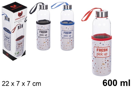 [108732] Frasco de vidro com capa 600 ml