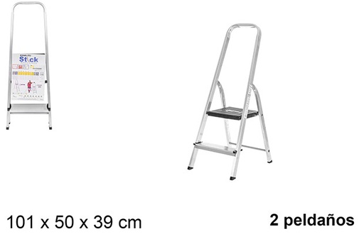 [111485] Escalera aluminio 2 peldaños con plataforma