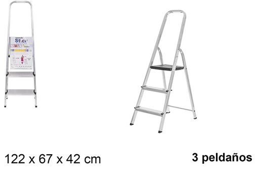 [111486] Escalera aluminio 3 peldaños con plataforma