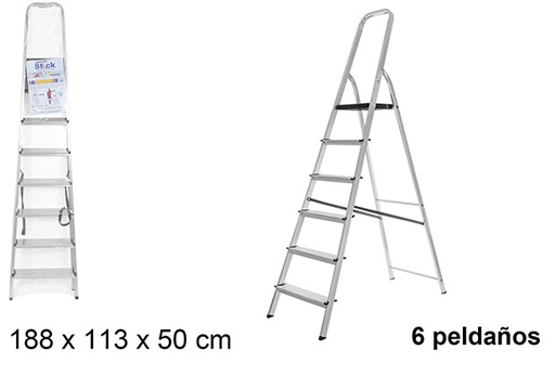 [111489] Escalera aluminio 6 peldaños con plataforma