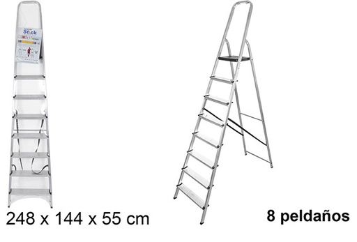 [111491] Echelle aluminium 8 marches avec plateforme