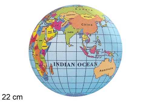 [111555] Bola de plástico decorada com mapa-mundo 22 cm
