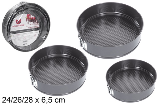 [110600] Pack 3 moldes inoxidables redondos desmontables 24/26/28 cm