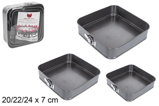 [110601] Pack 3 moldes inoxidables cuadrados desmontables 20/22/24 cm