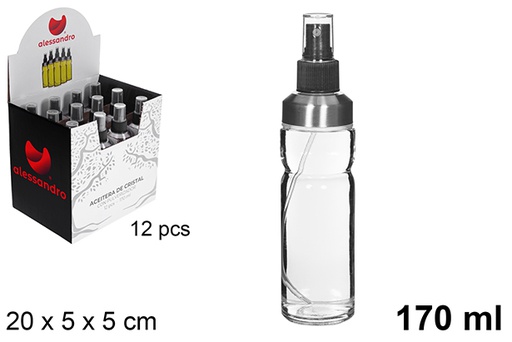[110796] Aceitera cristal redonda Milán con tapón pulverizador 170 ml