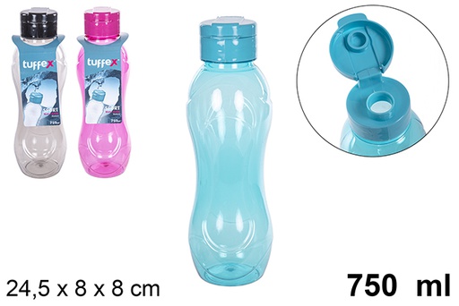 [205909] Botella plástico de agua colores surtidos 750 ml