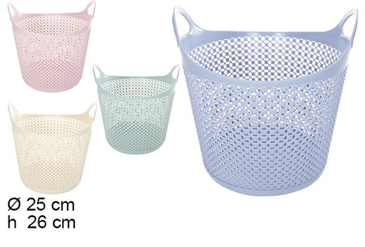 [111894] Cesta plástico flexible  con asas colores surtidos