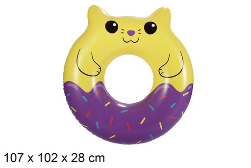 [206139] Flutuador inflável donut gato 114x119 cm