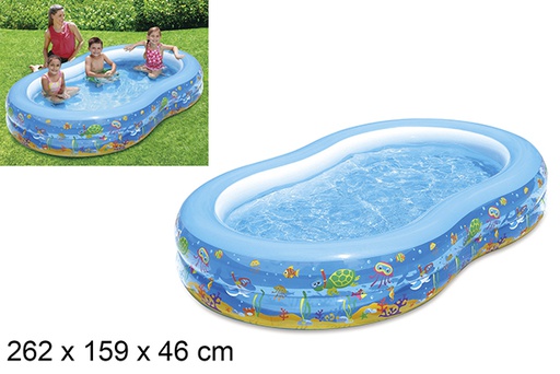 [206166] Piscine gonflable ovale décorée marine 262x159 cm