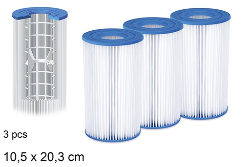 [206168] Pack 3 cartucce filtranti per piscina 10,5x20,3 cm