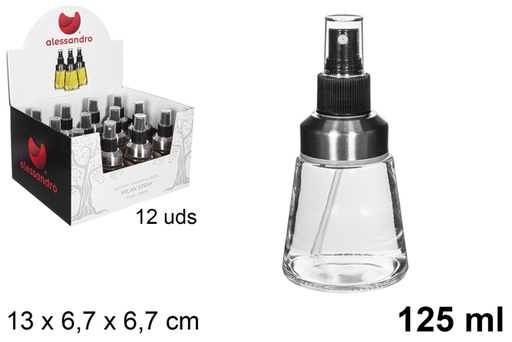 [110795] Oliera tonda in vetro Milan con tappo a spruzzo 125 ml