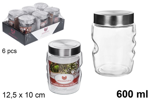 [109185] Bote cristal tapa acero 600 ml