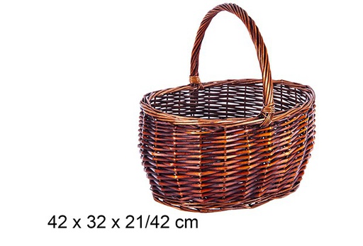 [111638] Cesto in vimini ovale in mogano 42x32x21/42 cm