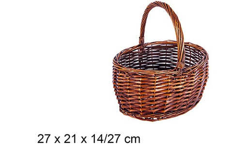 [111640] Cesto oval em vime em mogno 27x21x14/27 cm