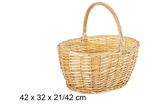 [111641] Panier en osier ovale miel 42x32x21/42 cm