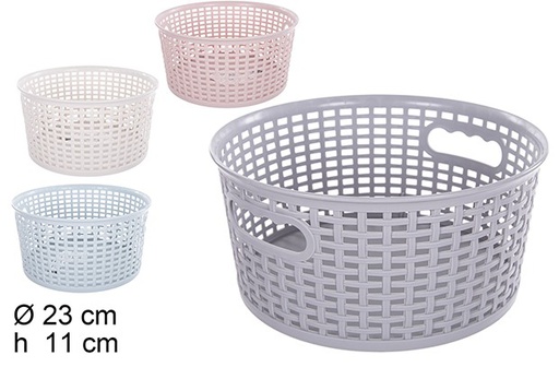 [111907] Cestino rotondo in plastica rattan colori assortiti