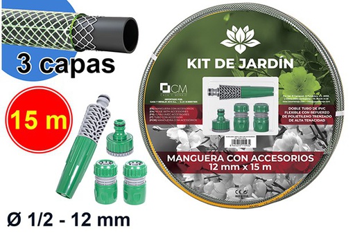 [111593] Hose with accessories 12 mm x 15 m.