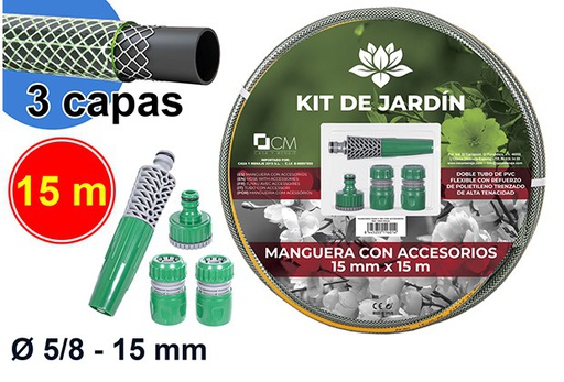 [111601] Hose with accessories 15 mm x 15 m.