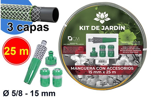 [111603] Manguera con accesorios 15 mm x 25 m.