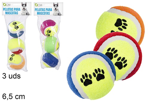 [110831] Pack 3 pelotas para mascotas 6,5 cm