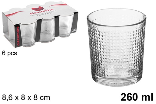 [111938] Pack 6 Diamante water glass 260 ml