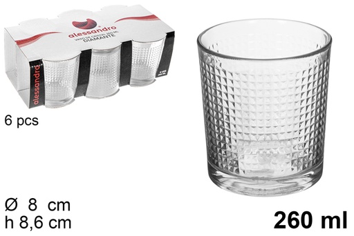 [111938] Pack 6 vasos cristal agua Diamante 260 ml