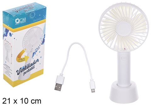 [112192] Ventilateur manuel USB couleur 21x10 cm