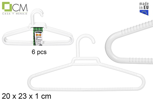 [112128] Pack 6 cabides de plástico branco extra forte