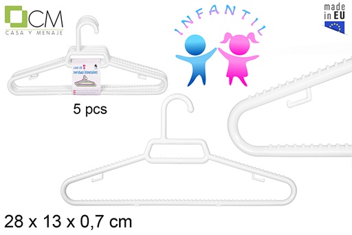 [112169] Pack 5 cabides de plástico branco infantil
