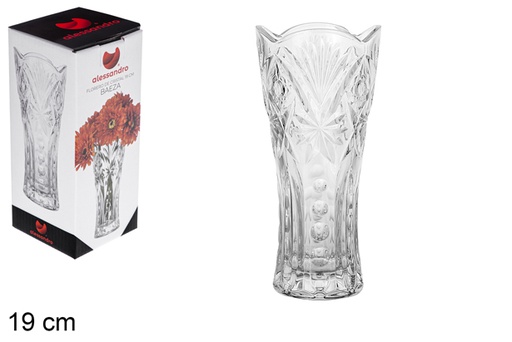 [111932] Glass flower vase Baeza 19 cm